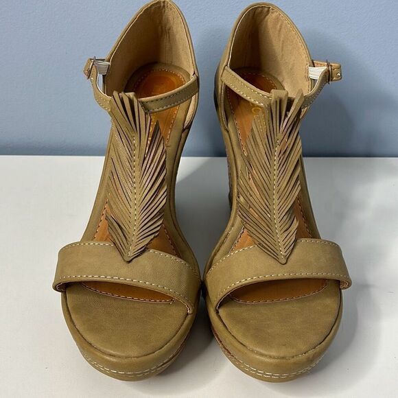 Electric Karma Wedge Heels Olive Sz 8 1/2 - Picture 9 of 10